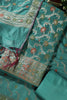 Teal Green Coral Chanderi Silk Resham And Zari Woven Unstitched Suit Material