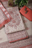 Beige & Peach Floral Printed Unstitched Suit Fabric