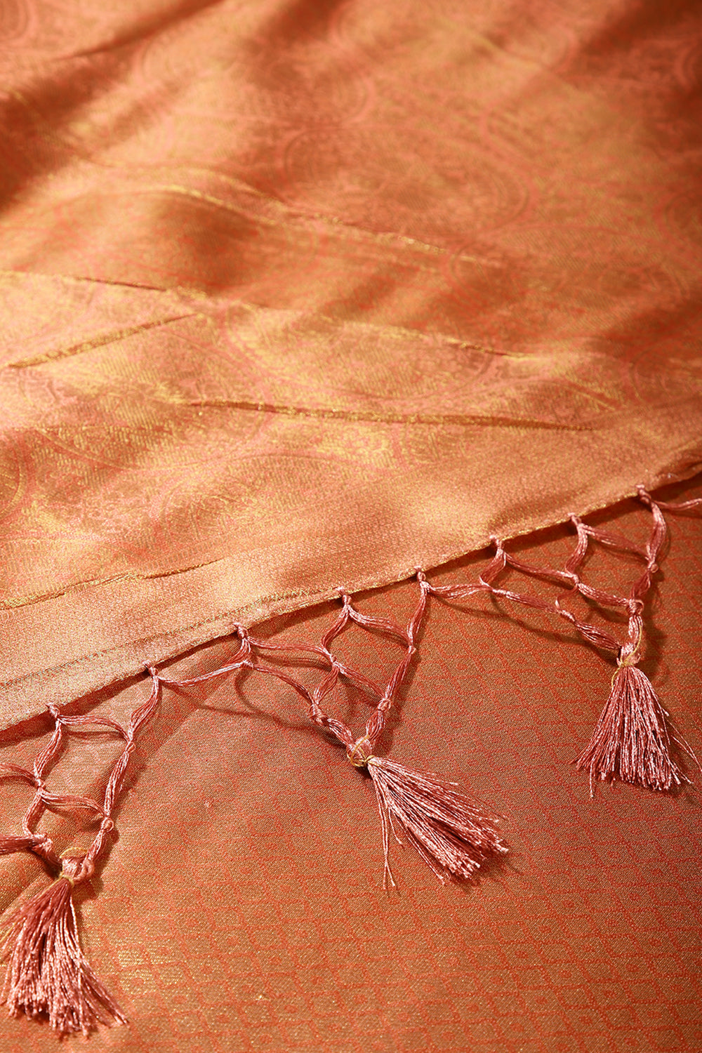 Rust Color Silk Resham and Zari Woven Saree