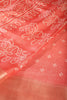 Light Peach Block Printed Cotton Silk Saree