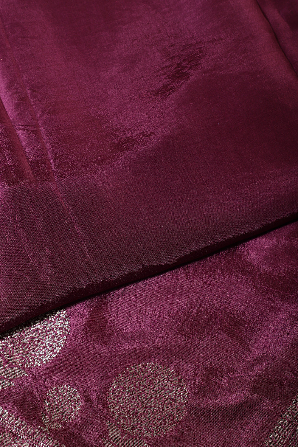 Wine Silk Zari Woven And Embroidered Unstitched Suit Material