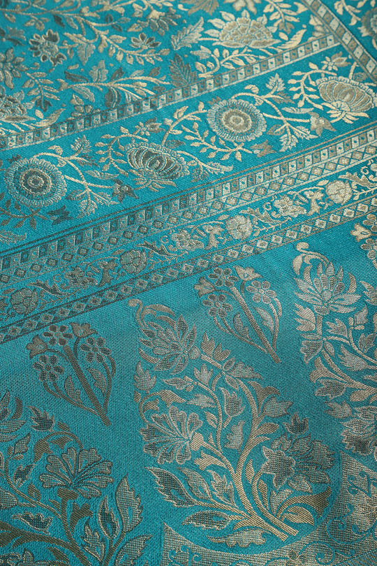 Teal Colour South Silk Heavy Woven Saree