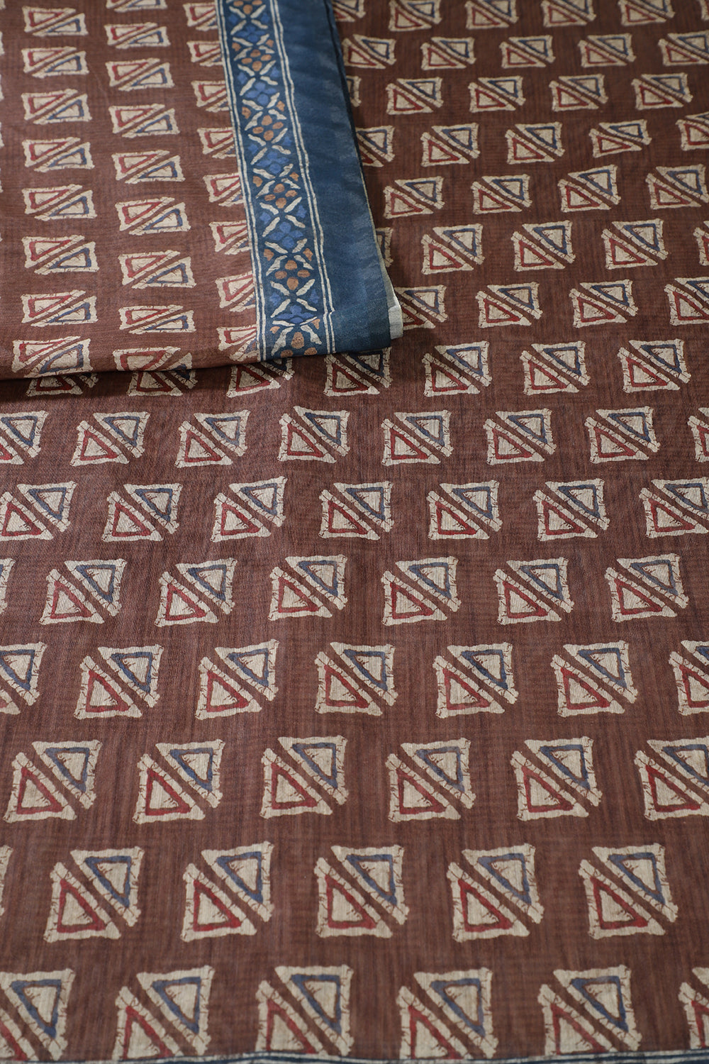 Brown Cotton Silk Printed Saree