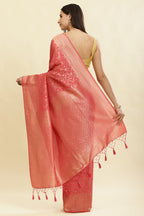 Dark Peach Lightweight Banarasi Silk Weaving Saree