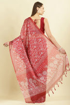 Maroon Kota Cotton Floral Jaal Printed Saree