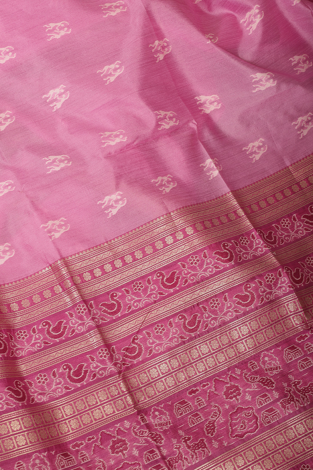Muted Pink Chanderi Silk Resham & Zari Woven Saree