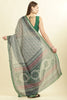Green Ajrakh Block Printed Cotton Saree