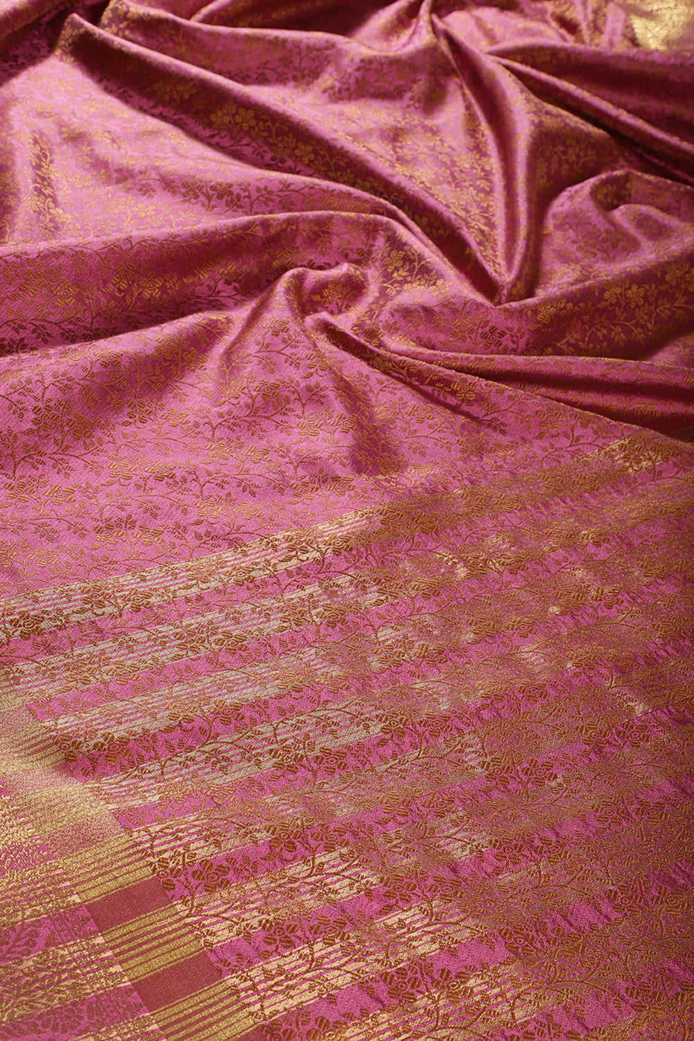 Dusty Mauve Color Silk Floral Resham & Zari Woven Saree