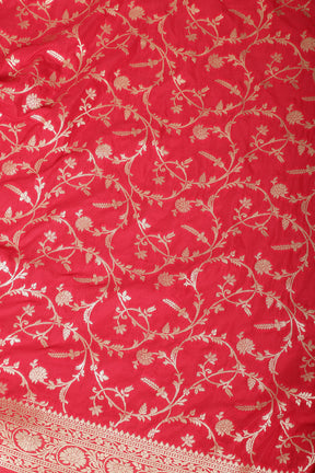 Deep Carmine Banarasi Silk Zari Woven Saree