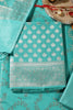 Sea Green Silk Zari Woven Unstitched Suit Fabric