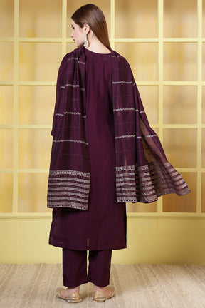 Dark Scarlet Silk Cut-Dana And Pearl Embroidered Suits