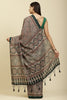 Bottle Green Cotton Silk Ajrakh Block Printed Saree