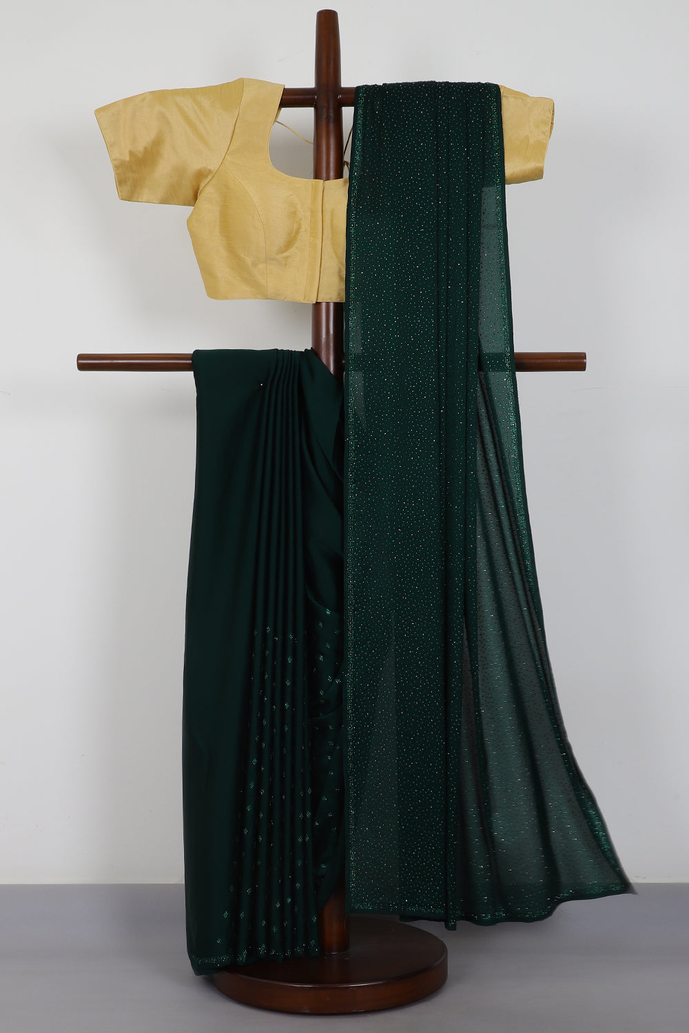 Green Color Satin Swarovski Work Saree