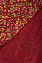 Wine Color Chiffon Floral Zari Border Printed Saree