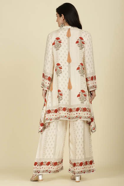 Cream Mul Cotton Floral Printed Kurta Set
