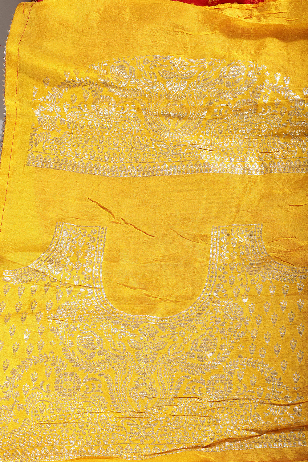 Red Color Bandhej Modal Silk Zari Woven Saree