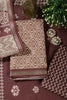 Brown Cotton Ajrakh Block Print Unstitched Suit Material