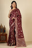 Dark Scarlet Banarasi Silk Zari Floral Zaal Woven Saree