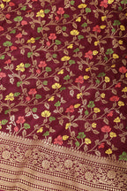 Wine Silk Resham & Zari Woven Saree