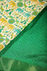 Cream & Green Color Tussar Silk Indian Folk Art Printed Saree