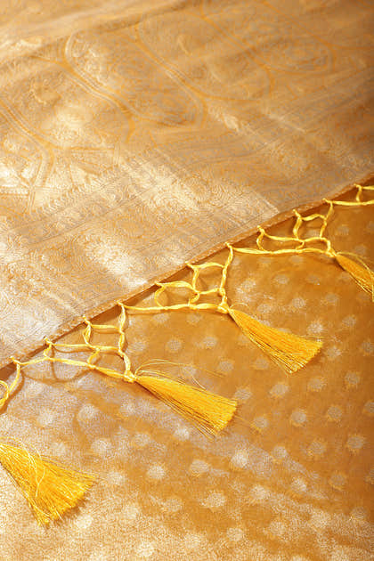 Mustard Tissue Silk Banarasi Woven Saree
