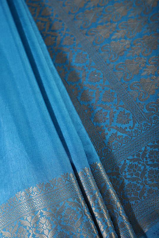 Celestial Blue Color Silk Woven Saree