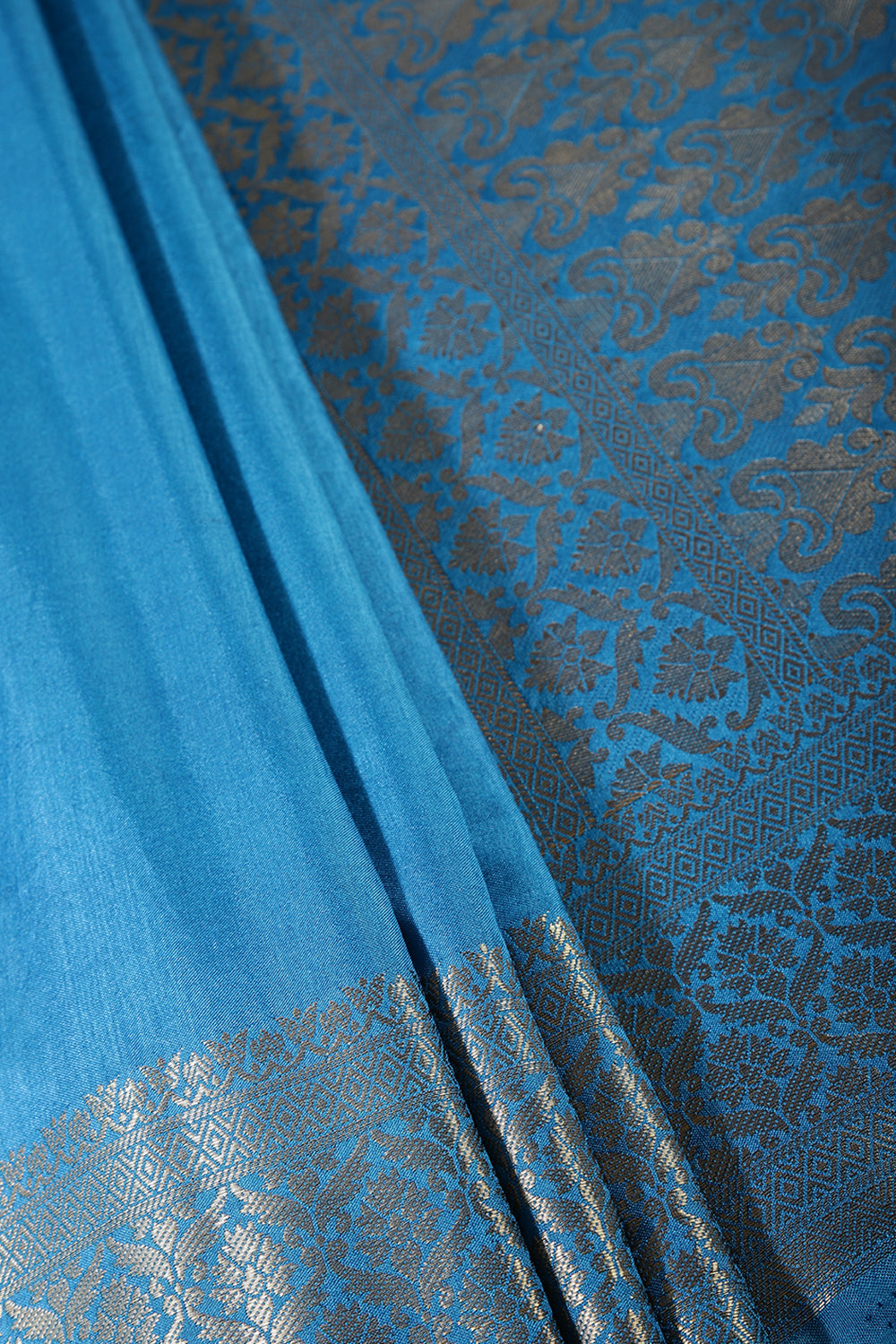 Celestial Blue Color Silk Woven Saree