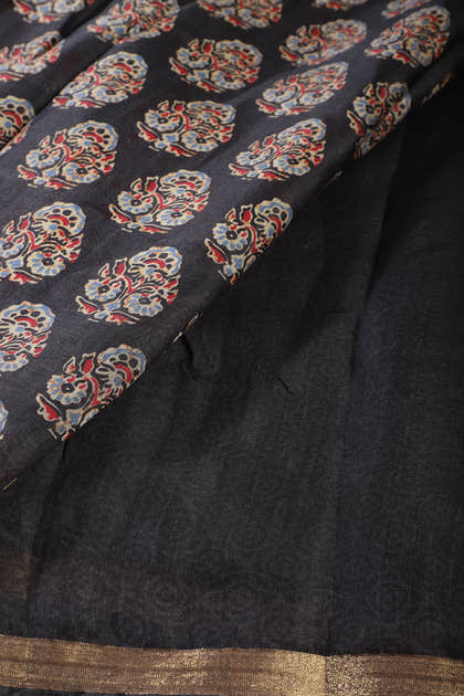 Black Digital Printed Chiffon Saree