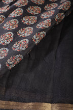 Black Digital Printed Chiffon Saree