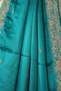 Firozi Colr Pure Satin Crepe Saree with Zardozi Handwork