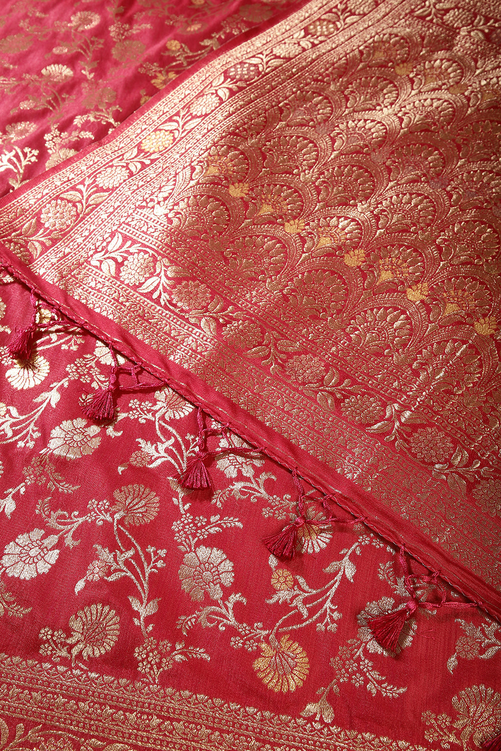 Maroon Color Raw Silk Woven Saree