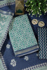 Green Cotton Ajrakh Block Print Unstitched Suit Material