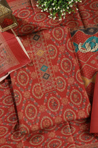 Rust Pashmina Digital Printed Unstitched Suit Material