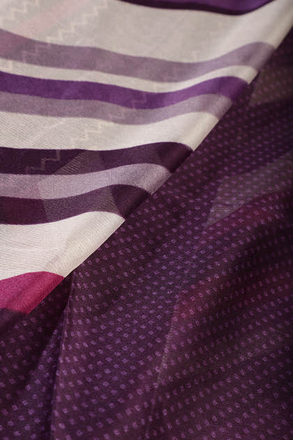 Purple Color Chiffon Printed Saree