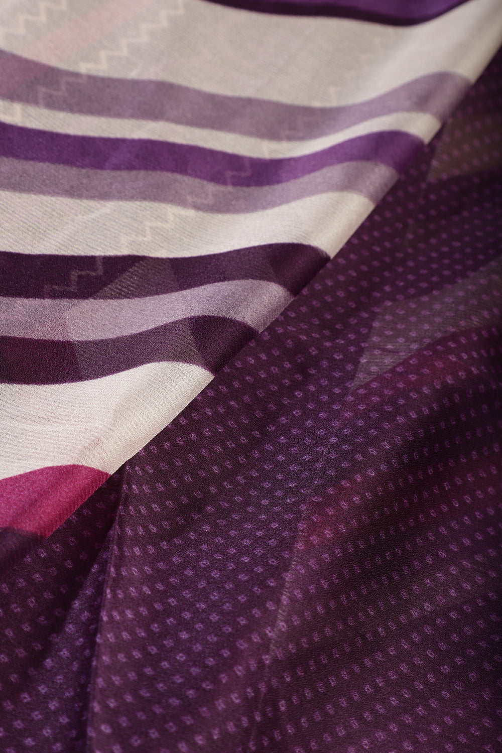 Purple Color Chiffon Printed Saree