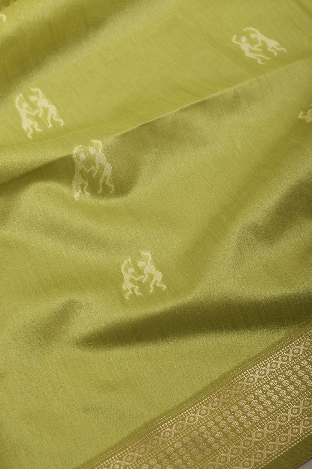 Sage Green Chanderi Silk Resham & Zari Woven Saree