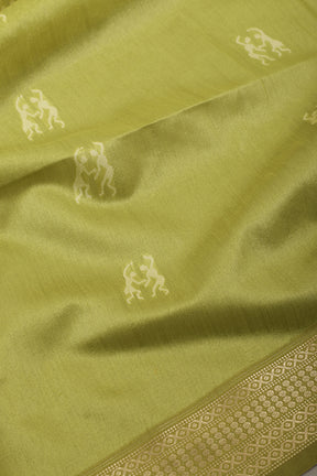 Sage Green Chanderi Silk Resham & Zari Woven Saree