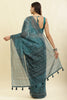 Teal Blue Cotton Silk Printed Saree