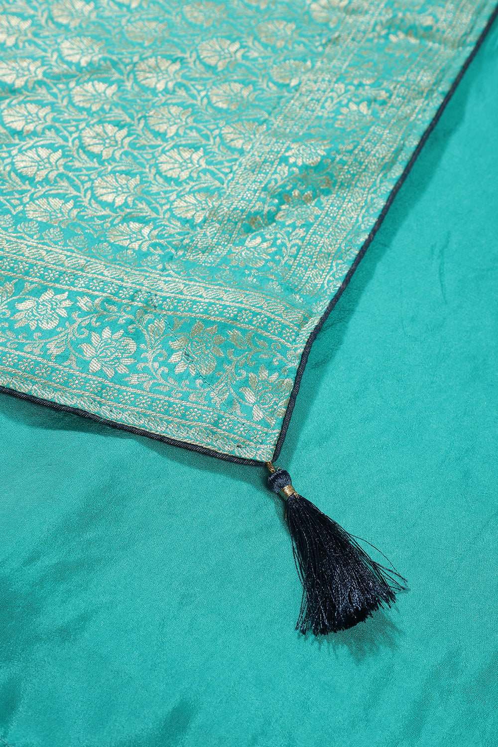 Firozi Color Banarasi Woven Tussar Silk Saree