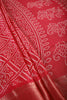 Coral Color Block Printed Cotton Silk Saree