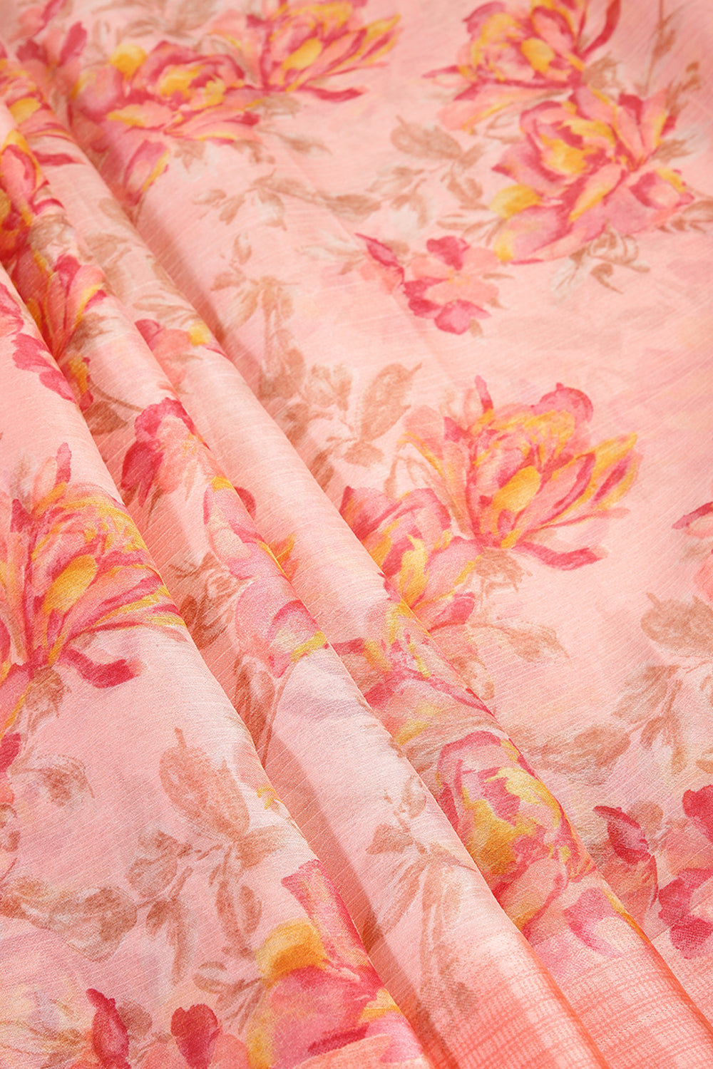 Baby Pink Color Floral Printed Chiffon Saree