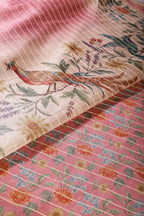 Dusty Pink Tussar Silk Printed Saree