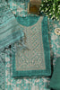 Green Tussar Silk Neck Zari Embroidered Unstitched Suit