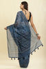 Blue Cotton Silk Printed Saree