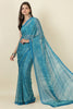 Teal Blue Georgette Bandhani Printed Saree