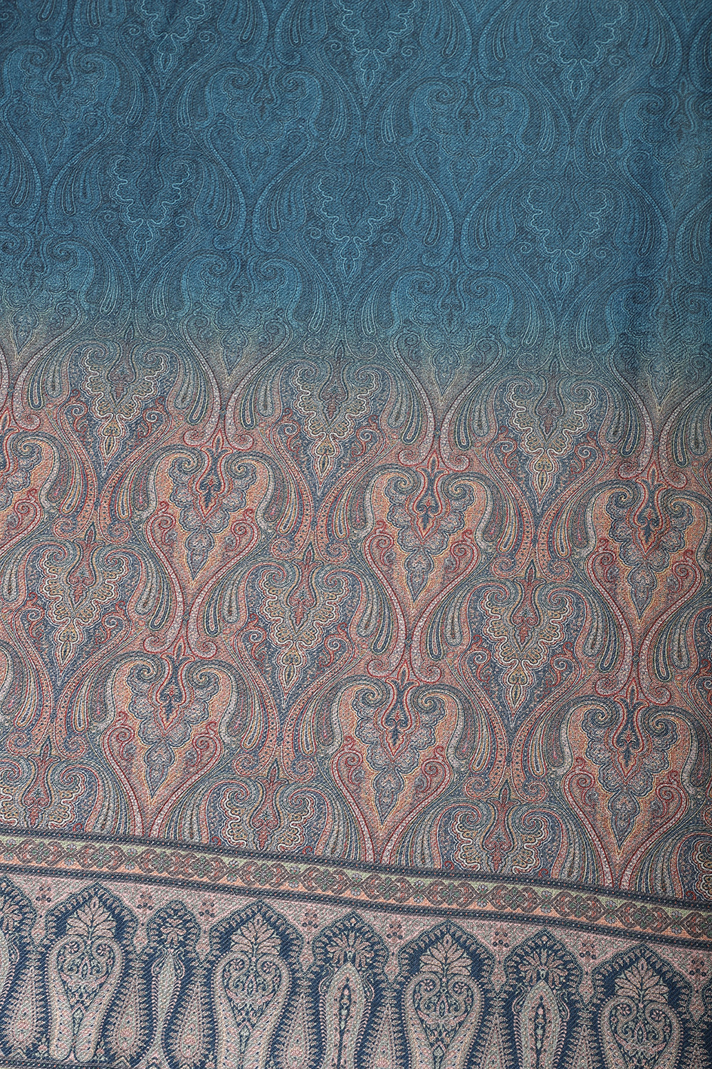 Navy Pashmina Printed And Neck Embroidered Unstitched Suit Material