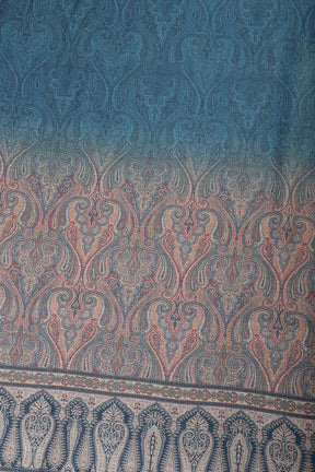 Navy Pashmina Printed And Neck Embroidered Unstitched Suit Material