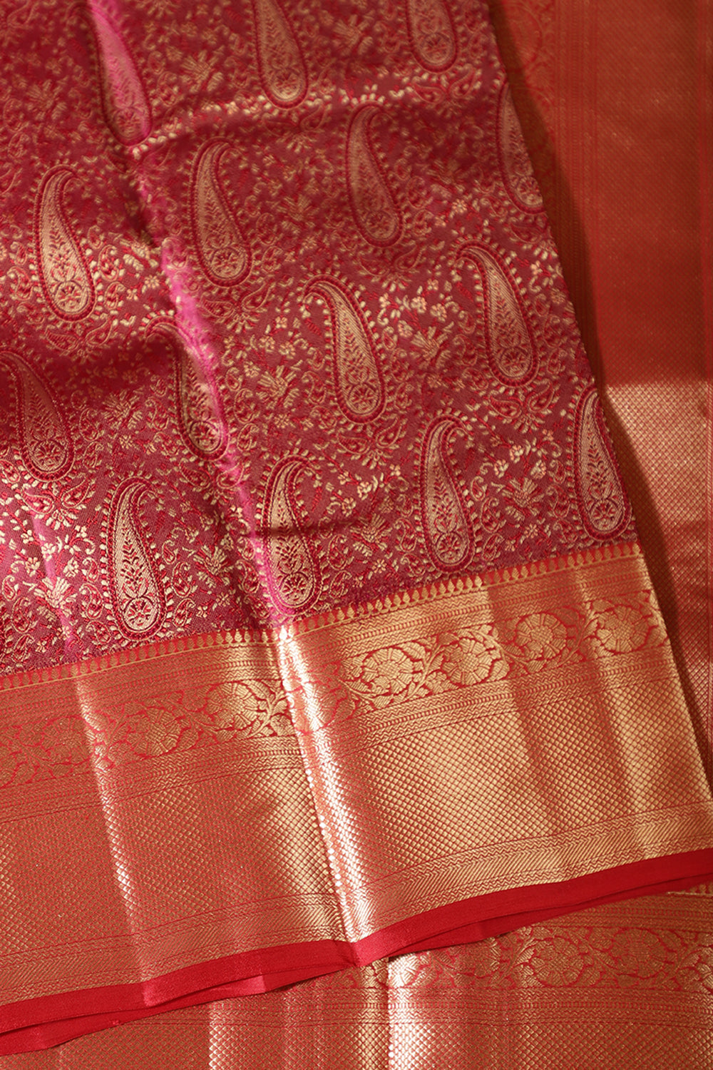 Purple Color Kanjivaram Pure Silk Handloom Gold Zari Saree with Kalka Pattern