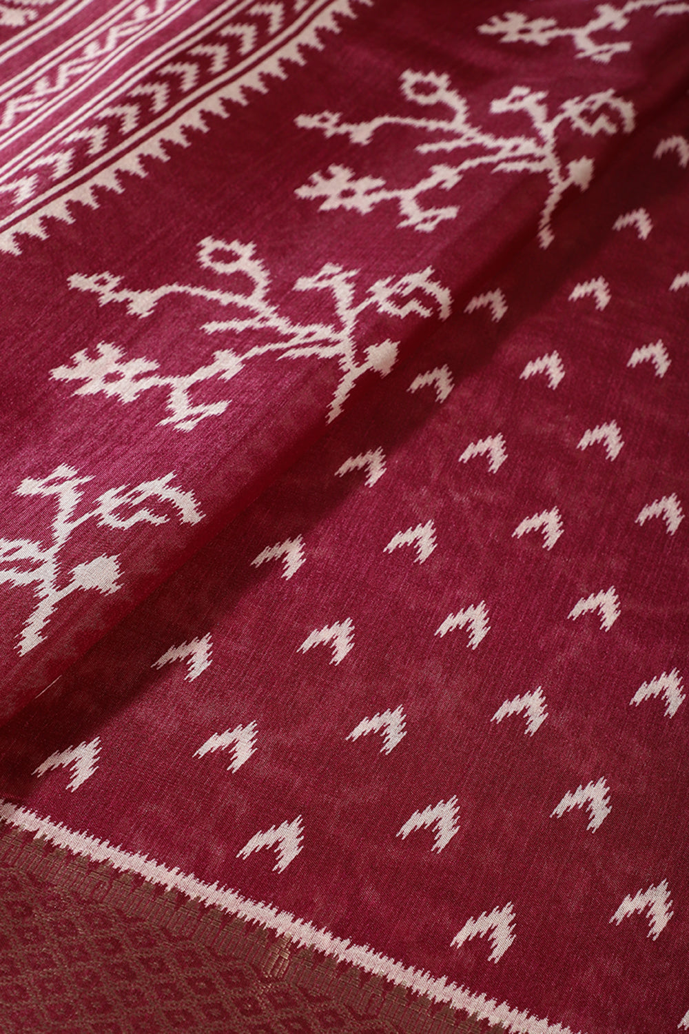 Wine Color Cotton Silk Printed Saree