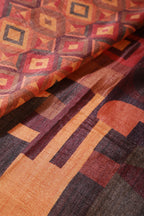 Maroon Printed Tussar Silk Saree